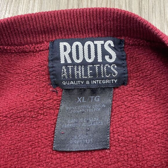 Roots Athletics Sweatshirt Mens XL Red Crewneck Pullover Flag Logo International - Picture 9 of 14